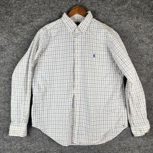 Polo Ralph Lauren Shirt Classic Fit Button Down XL White Pink Blue Check Mens